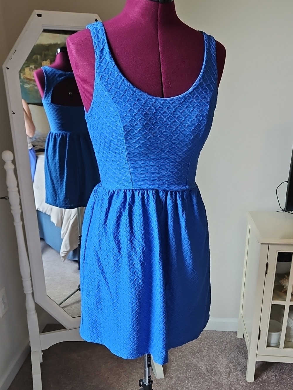 Candie's Royal Blue Textured Sleeveless Mini Dress